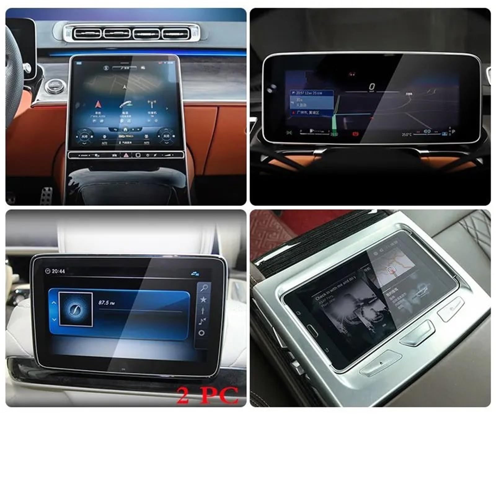 GPS-Displayschutz Für Benz Für S-Class Für W223 2021 12,8 Zoll Auto Navigation Gehärtetem Glas Screen Protector Auto Schutz Film Auto-Displayschutz(Full Set) von Kdbcet