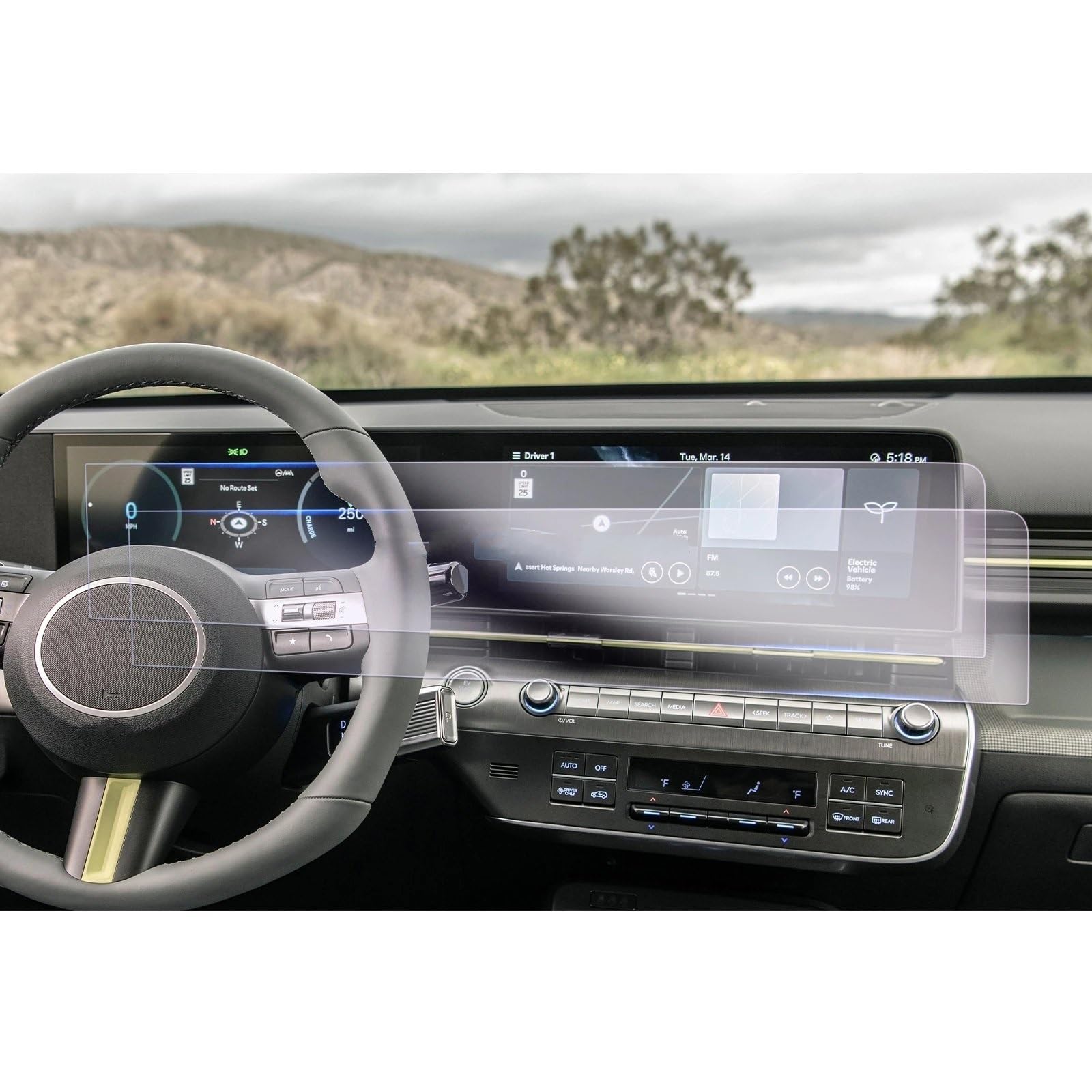 GPS-Displayschutz Für Hyundai Für Kona Für SX2 2023 2024 Auto Infotainment Navigation LCD Instrument Auto Innen Zubehör Screen Protector Auto-Displayschutz(Right Hand Drive) von Kdbcet