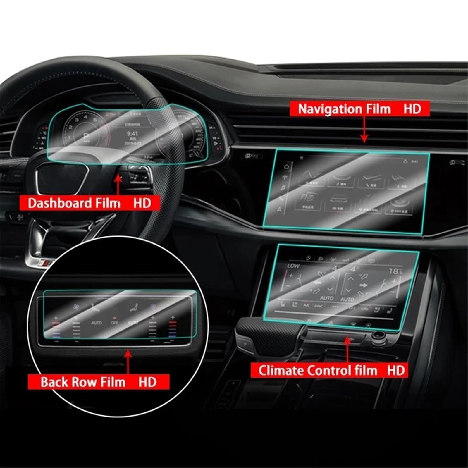 GPS-Displayschutz Für Q7 Für Q8 2020 2021 2022 Auto Navigation Screen-Dashboard Bildschirm Auto Innen Zubehör Gehärtetem Glas Schutz Film Auto-Displayschutz(4 Stück) von Kdbcet