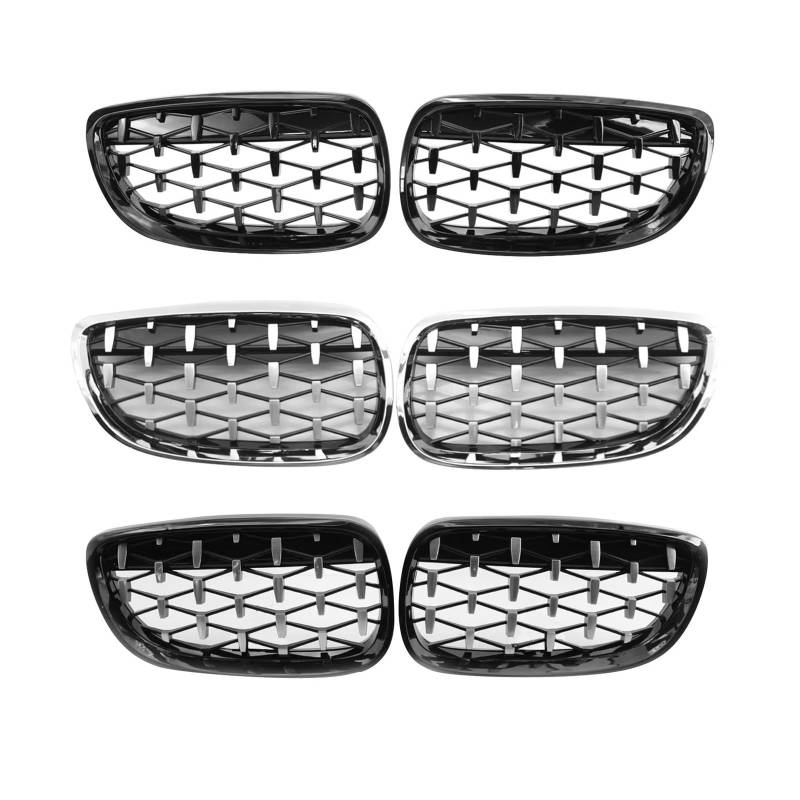 Kühlergrill 2 Stück Für E92 E93 51137157277 51137157278 Front Stoßstange Gitter Glanz Schwarz Nieren Grill Diamant Nieren Grill Ersatz Auto Frontgrill(Electroplated) von Kdbcet