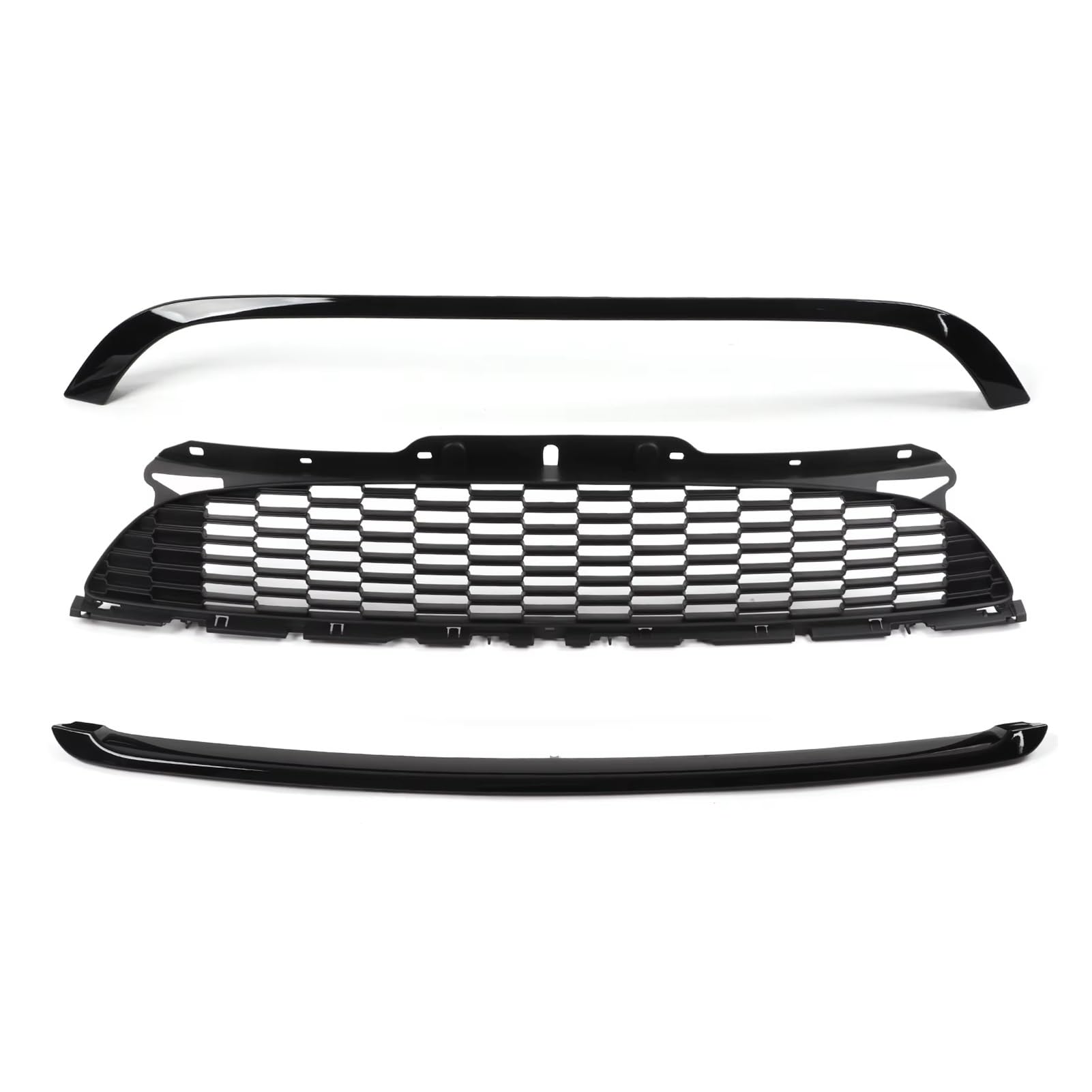 Kühlergrill 3 Teile/Satz Glänzend Schwarz Front Hood Form Kühlergrill Surround Abdeckung Trim Kits Für Mini Für Cooper R55 R56 R57 R58 R59 S Auto Frontgrill von Kdbcet