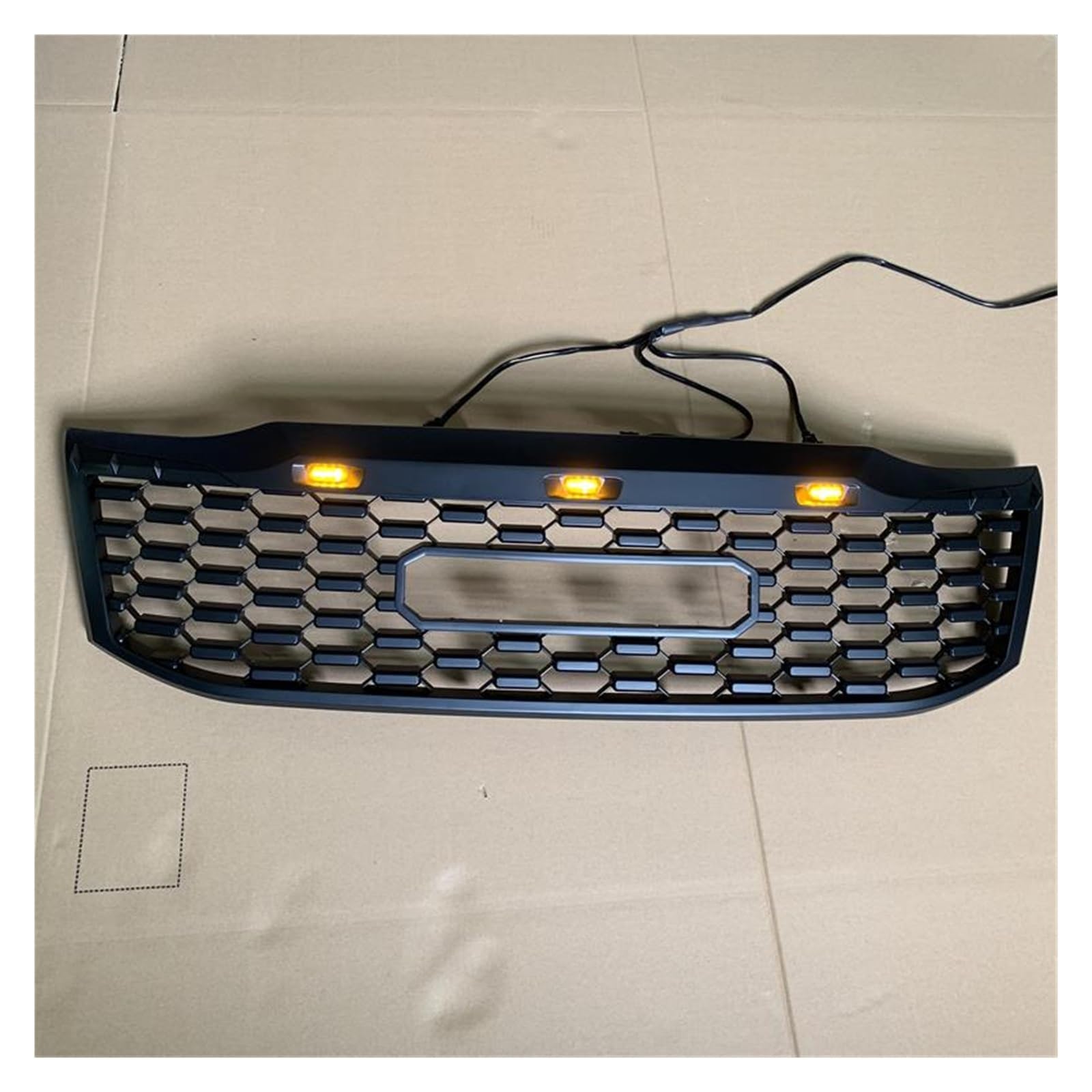 Kühlergrill Auto AUßENTEIL GEÄNDERT VORNE ABS MESH Maske Trims Abdeckung Racing Grille Grills FÜR HILUX VIGO 2012 2013 2014 Pickup Auto Auto Frontgrill(Amber LED) von Kdbcet