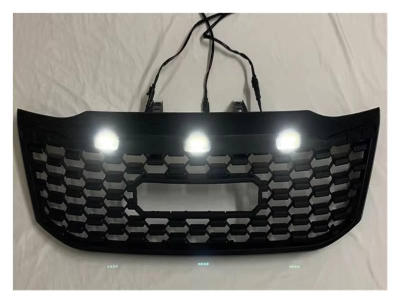 Kühlergrill Auto AUßENTEIL GEÄNDERT VORNE ABS MESH Maske Trims Abdeckung Racing Grille Grills FÜR HILUX VIGO 2012 2013 2014 Pickup Auto Auto Frontgrill(White LED) von Kdbcet