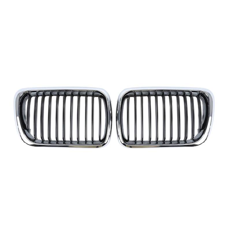 Kühlergrill Auto-Kühlergrill, Langlebiges Paar Front-Nierengrill Für E36 3er-Serie M3 1997-1999, Praktischer Silberner Kühlergrill, Autoteil Auto Frontgrill von Kdbcet