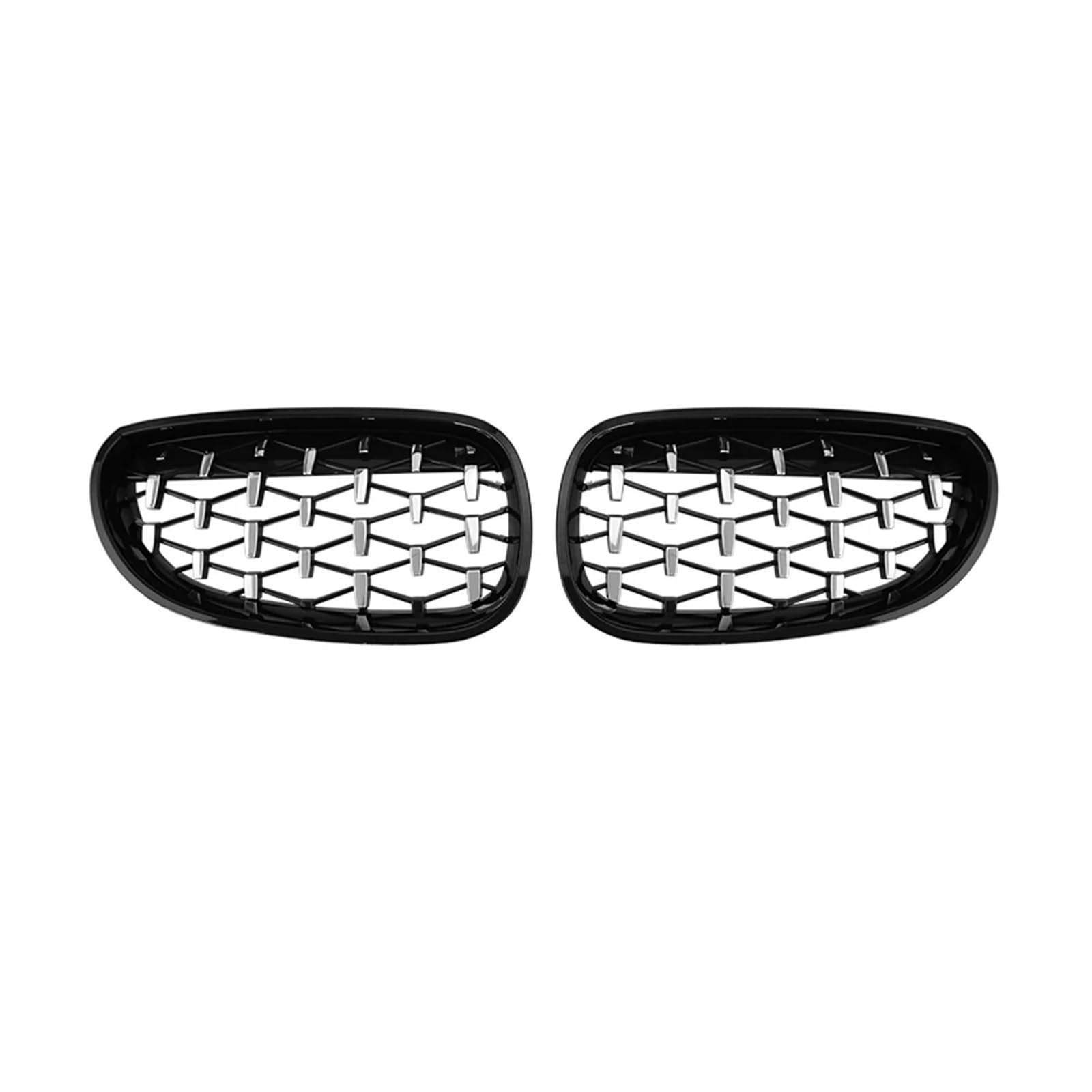 Kühlergrill Diamant Auto Front Stoßstangengrill Niere Racing Grill Grille Schwarz Rahmen Silber Grills Für E60 E61 550i 535i 2004 2005 2006 2007 2009 Auto Frontgrill(Black Silver) von Kdbcet