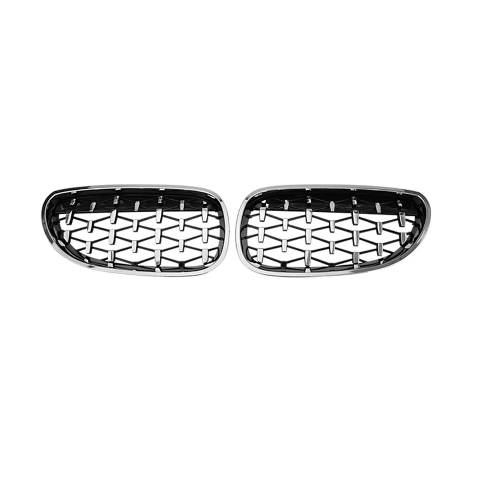 Kühlergrill Diamant Auto Front Stoßstangengrill Niere Racing Grill Grille Schwarz Rahmen Silber Grills Für E60 E61 550i 535i 2004 2005 2006 2007 2009 Auto Frontgrill(Silber) von Kdbcet