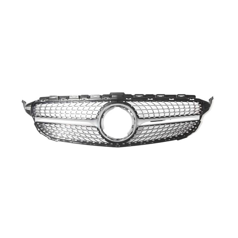 Kühlergrill Frontgrill Racing Grill Diamant Stil Mesh Für Benz C W205 C205 S205 C180 C200 C250 C260 C300 2019 2020 2021 Auto Frontgrill(Diamond- Silver) von Kdbcet