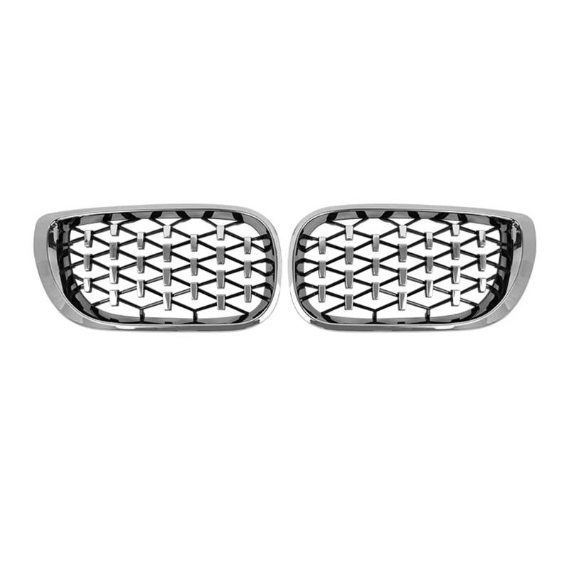 Kühlergrill Für 3er E46 318i 320i 325i 4 Türer 2002-2005 Auto Front Nierengrill Diamantgrill Renngrill Auto ABS Styling Gitter Auto Frontgrill(All Silver) von Kdbcet