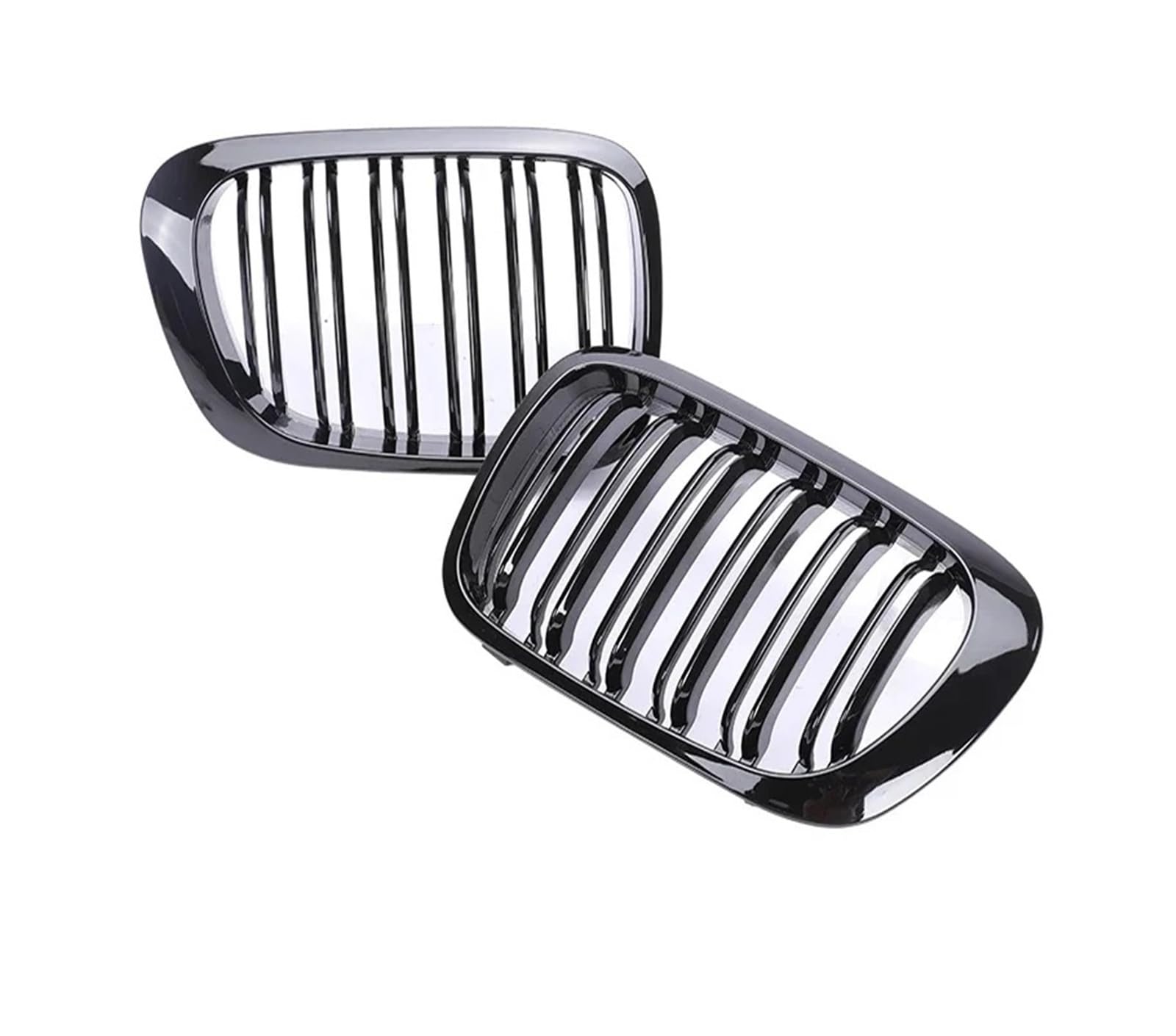 Kühlergrill Für 3er E46 Grill 1998-2001 2/4 Türen Auto Front Nierengrill 318i 320i 325i 330i Glanz Schwarz Racing Grille Zubehör Auto Frontgrill(2 Dual Gloss Black) von Kdbcet