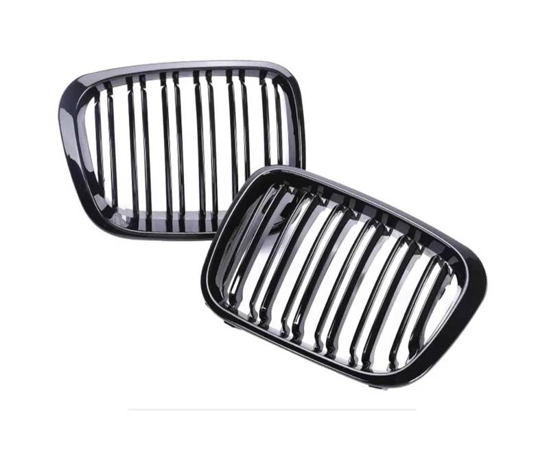 Kühlergrill Für 3er E46 Grill 1998-2001 2/4 Türen Auto Front Nierengrill 318i 320i 325i 330i Glanz Schwarz Racing Grille Zubehör Auto Frontgrill(4 Dual Gloss Black) von Kdbcet