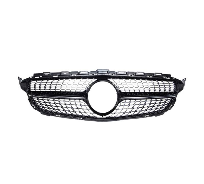 Kühlergrill Für Benz C-Klasse W205 2014-2018 Autozubehör Frontgrill Mittelnetz Grills Montage Rahmenabdeckung Dekorationsteile Auto Frontgrill(No Camera Black A) von Kdbcet