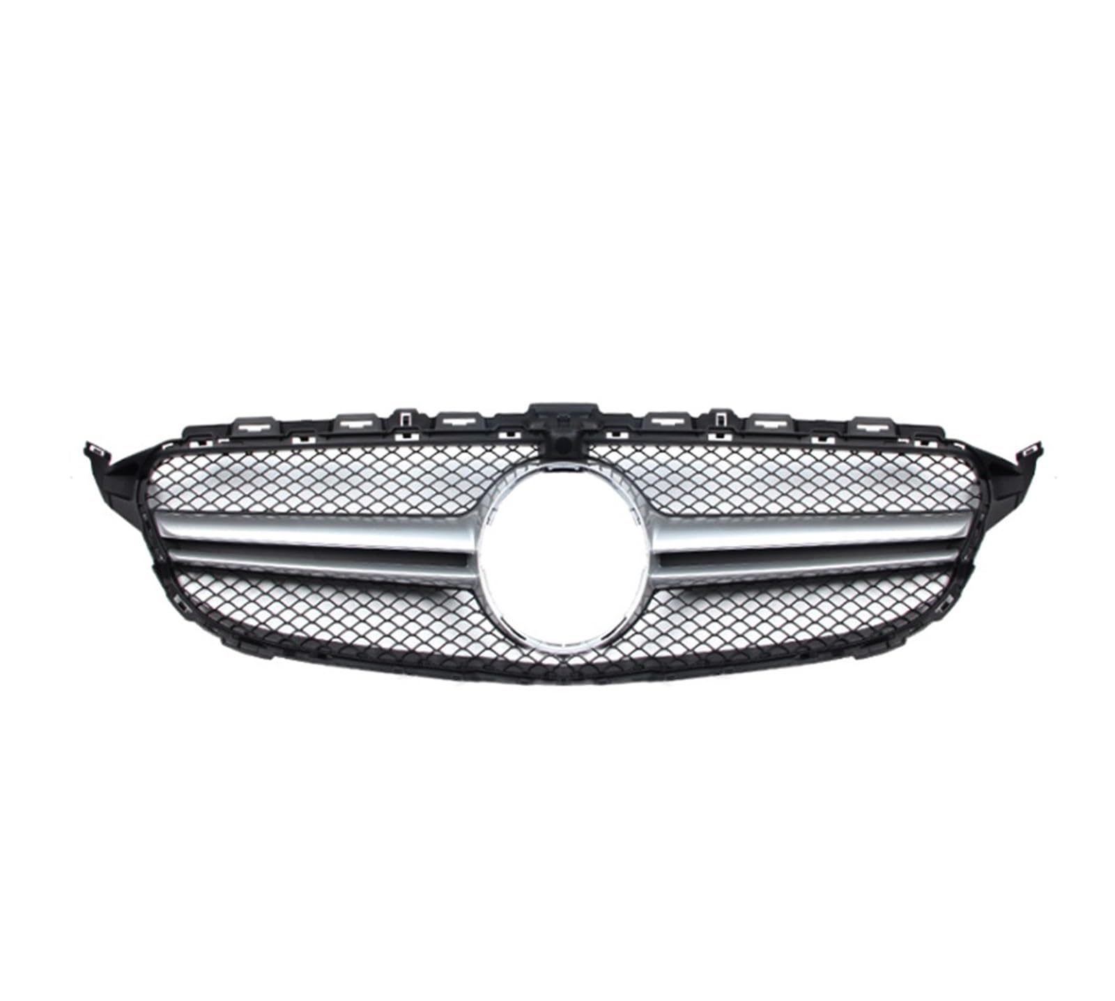 Kühlergrill Für Benz C-Klasse W205 2014-2018 Autozubehör Frontgrill Mittelnetz Grills Montage Rahmenabdeckung Dekorationsteile Auto Frontgrill(with Camera Silver B) von Kdbcet