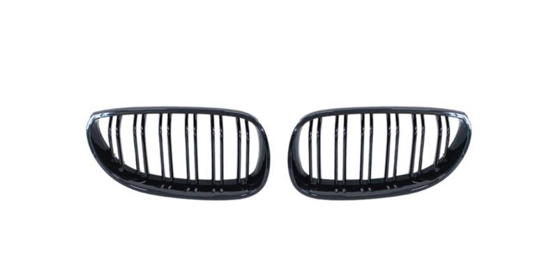 Kühlergrill Für E60 E61 5 Series 2003-2009 Auto Frontstoßstangengrill Nieren-Racing-Grill-Gitter Glanz Schwarz Auto Neue Doppellamelle Auto Frontgrill(Double Line Black) von Kdbcet