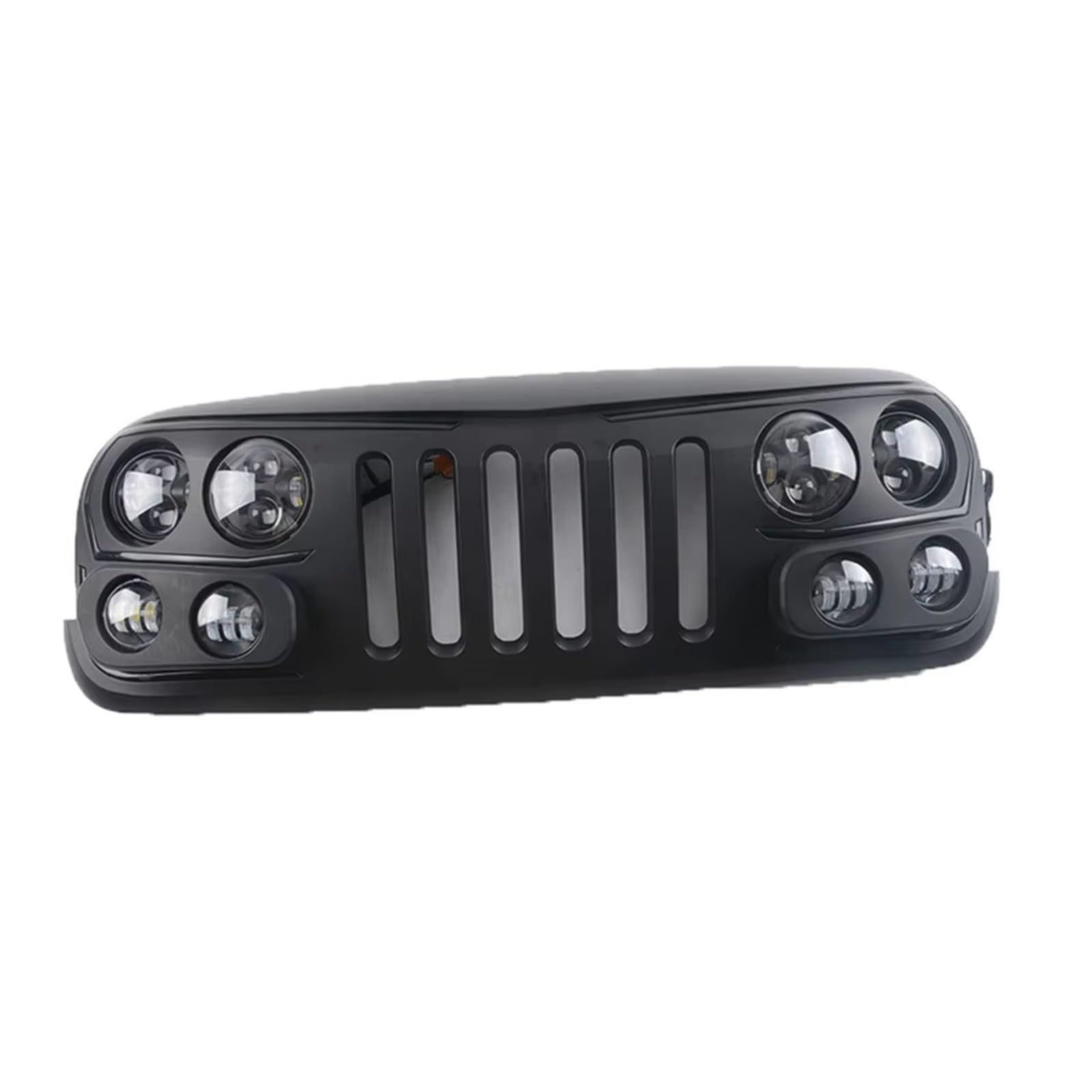 Kühlergrill Für Jeep Für Wrangler JK 2007-2017 Renngrill Haubengrill ABS Mattschwarz Autoteile Frontstoßstangengitter Mit Lichterverkleidung Auto Frontgrill von Kdbcet