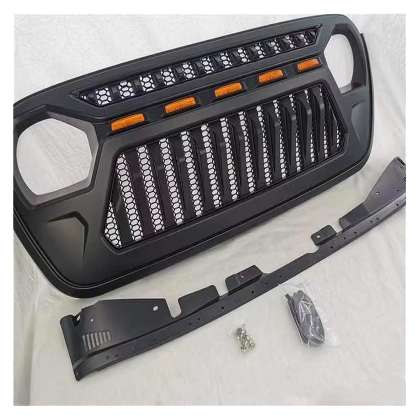 Kühlergrill Für Wrangler JK JKU Rubicon Sahara Sport 2007 2008 2009 2010-2017 Grill Racing Grills Stoßstange Mesh Modifizierte Maske Auto Auto Frontgrill(2007-2017 D) von Kdbcet