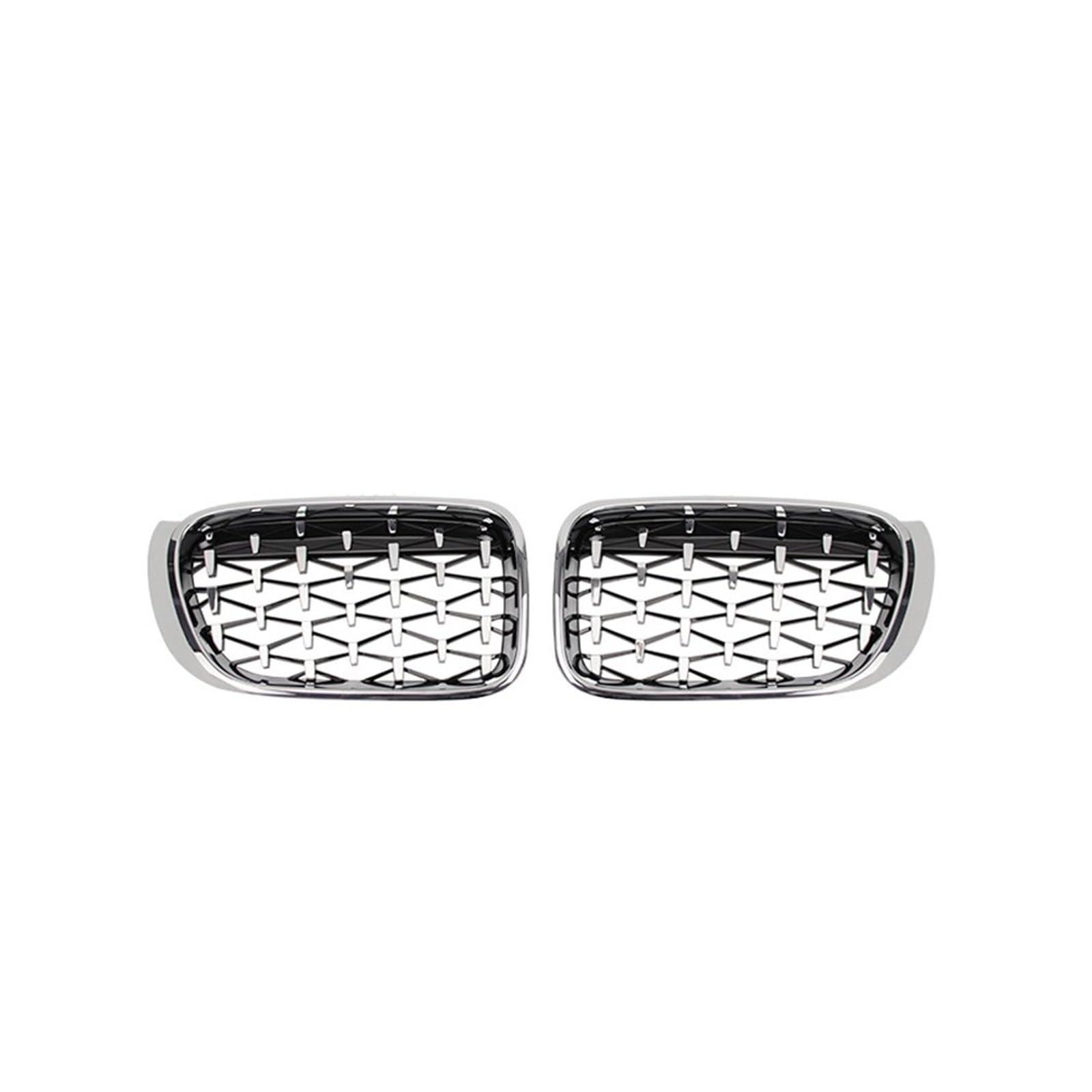 Kühlergrill Für X3 X4 F25 F26 2014 2015 2016 2017 EIN Paar Auto Kühlergrill Racing Grills Diamant Nieren Gitter Chrom Meteor Stil Auto Frontgrill(Silber) von Kdbcet