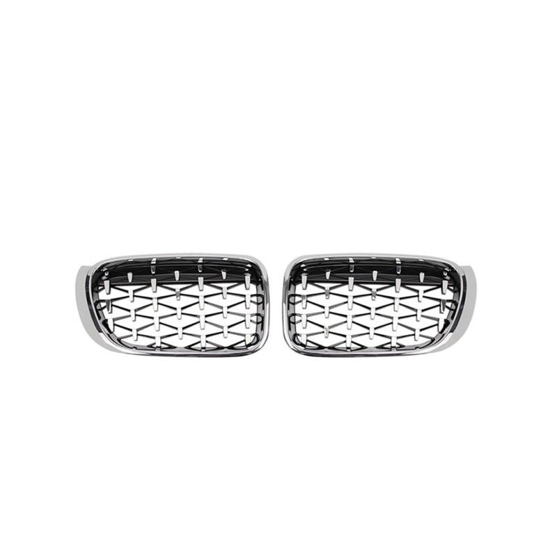 Kühlergrill Für X3 X4 F25 F26 2014 2015 2016 2017 EIN Paar Auto Kühlergrill Racing Grills Diamant Nieren Gitter Chrom Meteor Stil Auto Frontgrill(Silber) von Kdbcet