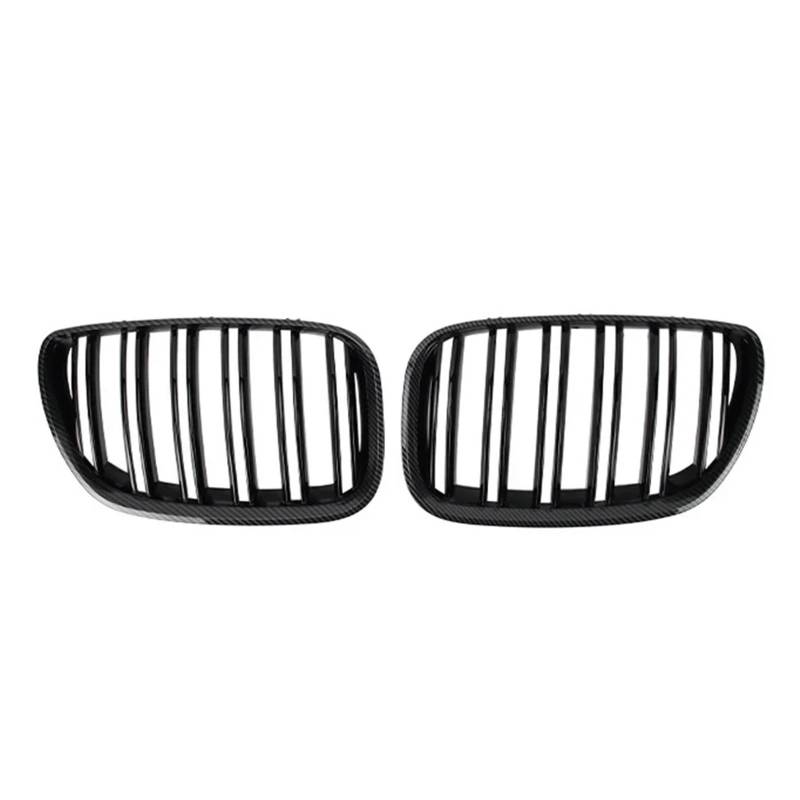 Kühlergrill Für X5 E53 2004-2006 Auto-Frontnierengrill Schwarz Glänzend Doppellamellen-Motorhaubengrill Renngrill Autogitter Zubehör Auto Frontgrill(Kohlefaser) von Kdbcet