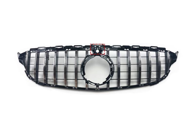 Kühlergrill Kühlergrill Stoßstange Grill GT Stil Für Benz W205 S205 C205 C260 C250 C180 C200 C300 2014 2015 2016-2021 Sport Tuning Refit Auto Frontgrill(19-21Silver with Cam) von Kdbcet