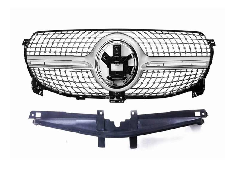 Kühlergrill Upgrade-Fronthaubengrill, Renngrill, Perfekte Übereinstimmung Mit GT Diamond Sport Body Kit-Verkleidung Für Benz W167 GLE 350 450 2020 2021 2022 2023 Auto Frontgrill(Diamond Silvery) von Kdbcet