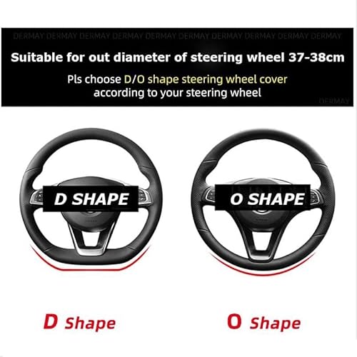 Lenkradhüllen Für Nissan Für Qashqai Für J11 Für X-Trail T32 D Form Auto Lenkrad Abdeckung PU Leder Lenkradbezug Auto(O Shape Black) von Kdbcet