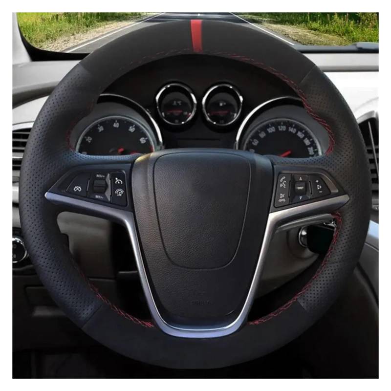 Lenkradhüllen Für Opel Für Astra J Zafira 2010 2011 2012-2016 Für Buick Für Encore Cascada Verano 2013-2019 Autolenkradabdeckung Schwarz Echtes Leder Wildleder Lenkradbezug Auto(Orange Thread) von Kdbcet