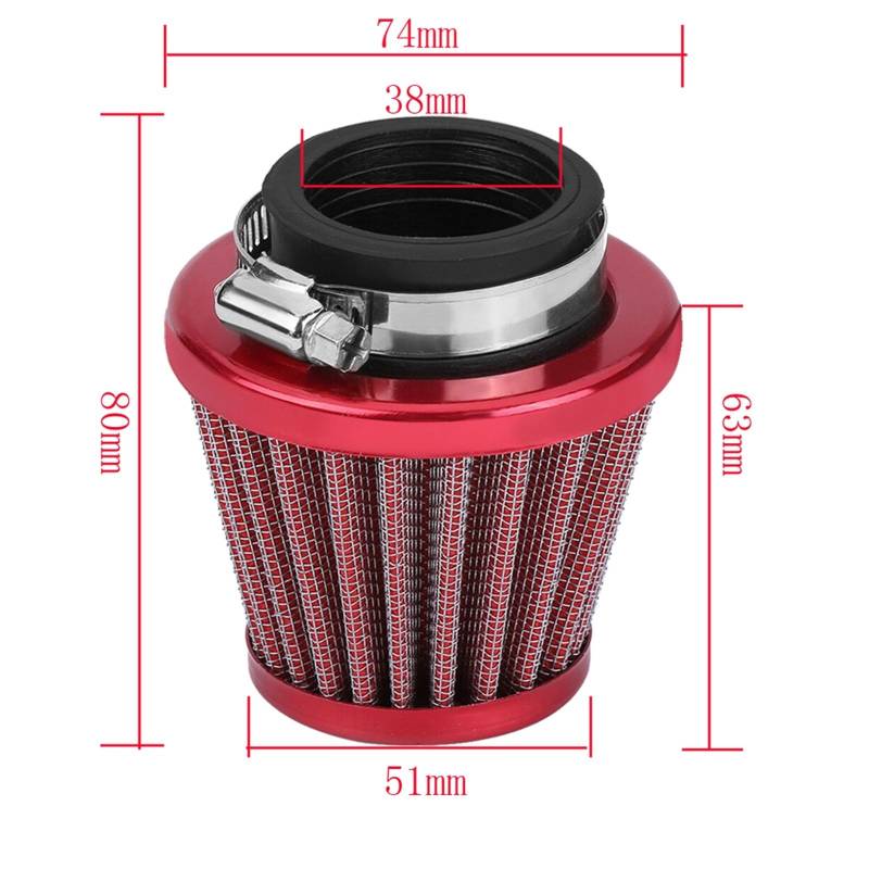 Motorradvergaser Motorrad 19mm Vergaser Mit Luftfilter Für Jog 50cc 90cc Für JOG90 Moped 2 Hub 1E40QMB 1PE40QMB 1E50QMG E-TON Für Polaris Vergaser(Red air fliter) von Kdbcet