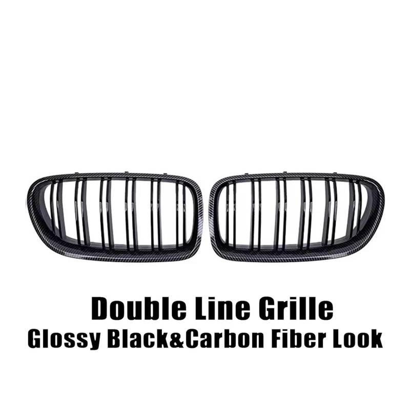 Nieren Kühlergrill All Black Double Line Style Frontstoßstangengrill Für 5er Für F10 Für F11 Für F18 2010 2011–2017 Für 528i Für 535i Diamond Style Racing Grill Kühlergrill Doppelsteg(Double-Carbon Lo von Kdbcet