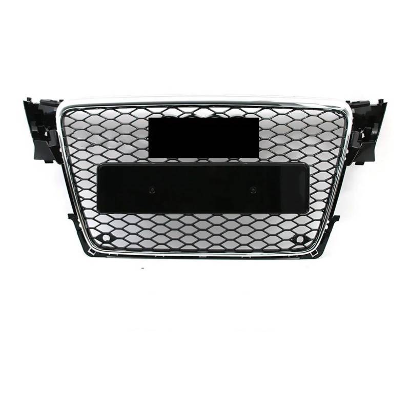 Nieren Kühlergrill Chrom Silber Honeycomb Sport Mesh Frontstoßstangengrill Für A4 Für S4 Für B8 Für 8T 2009 2010 2011 2012 Glänzend Schwarzer Frontstoßstangengrill Kühlergrill Doppelsteg(Chrome Black) von Kdbcet