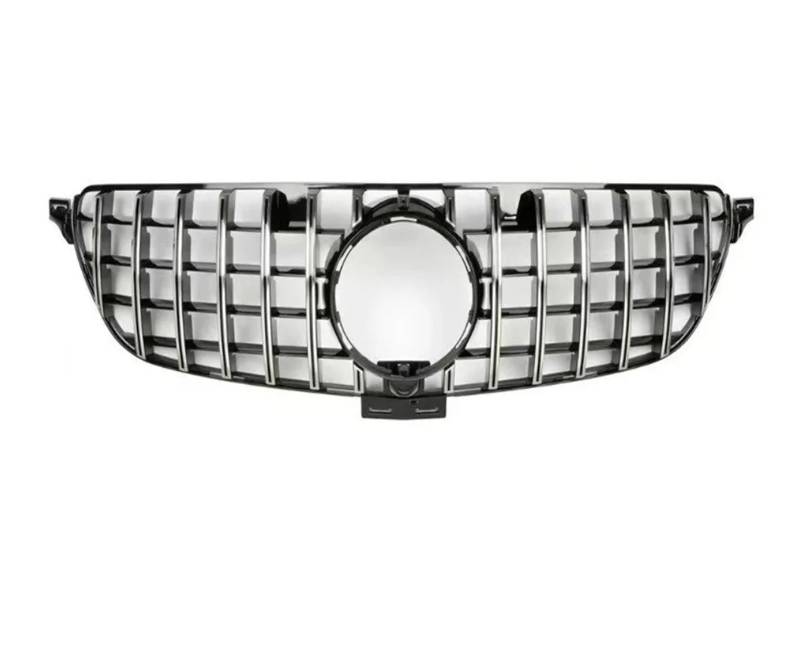 Nieren Kühlergrill Frontgrill Grill Für Für Benz Für GLE Klasse Für W166 2015-2019 Für GLE 350 500 320 400 300 Silber Schwarz Stoßstange Haube Mesh Kühlergrill Doppelsteg(Silber) von Kdbcet