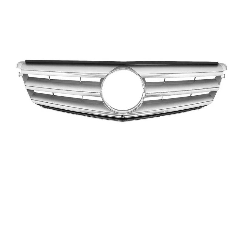 Nieren Kühlergrill Frontstoßstangengrill Für Benz Für C-Klasse Für W204 2008–2014 Für C180 Für C200 Für C250 Für C280 Für C350 Schwarzer Stil Kühlergrill Doppelsteg(Sport-Chrome Silver) von Kdbcet