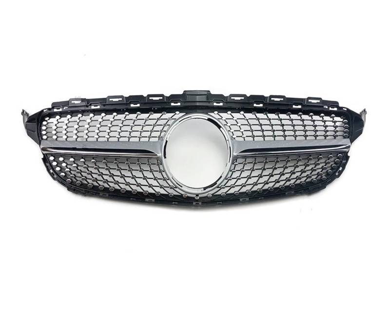 Nieren Kühlergrill Frontstoßstangengrill Racing-Grill Diamant-Stil Für Für Benz Für C Für W205 Für C205 Für S205 Für C180 Für C200 Für C250 Für C260 Für C300 Kühlergrill Doppelsteg(14-18 Chrome Silver von Kdbcet