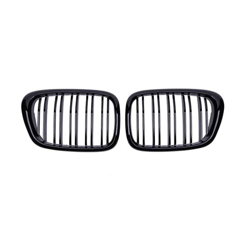 Nieren Kühlergrill Für E39 Für 5 Serie 525 528 Glanz Schwarz Kühlergrill Auto Front Hood Grill Nieren Gitter Racing Grill 1999 2000 2001 2002 2003 Zubehör Kühlergrill Doppelsteg(Gloss Black) von Kdbcet