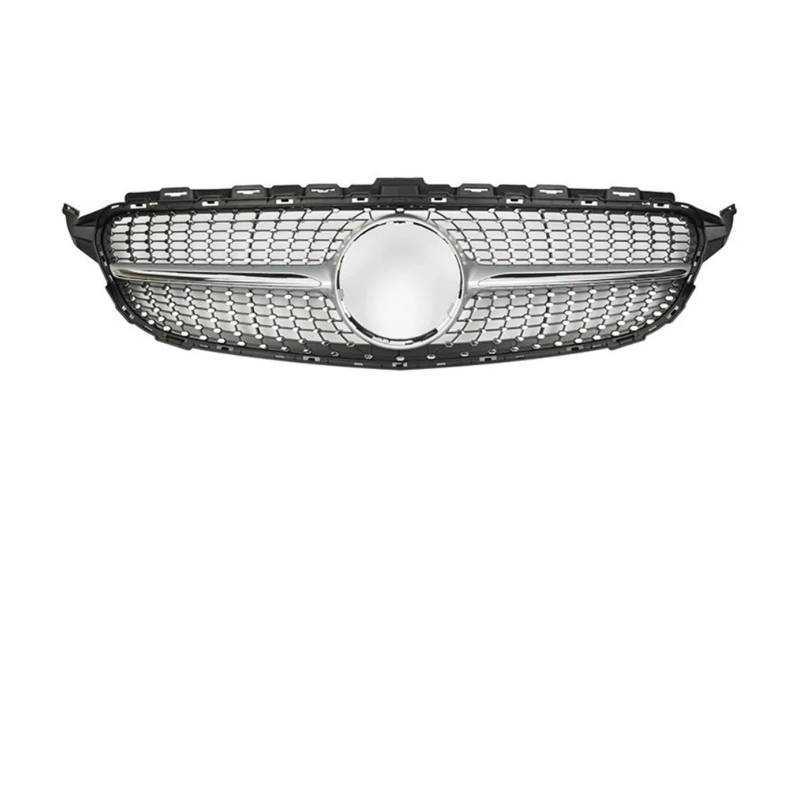 Nieren Kühlergrill Für Mercedez Für Benz Für W205 2014 2015 2016 2017 2018 Für C180 Für C200 Für C250 Diamant Front Einlass Grille Kühler Grill Mittleren Mesh Kühlergrill Doppelsteg(Silver2) von Kdbcet