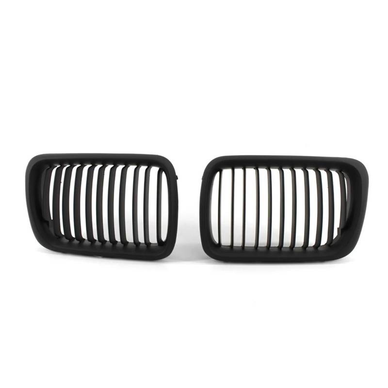 Nieren Kühlergrill SCHWARZ Grille ABS Front Ersatz Haube Nieren Grill Für E36 1997 1998 1999 318i Für 323i Für 325i Für 320i Für 328i Kühlergrill Doppelsteg(Matte Black2) von Kdbcet