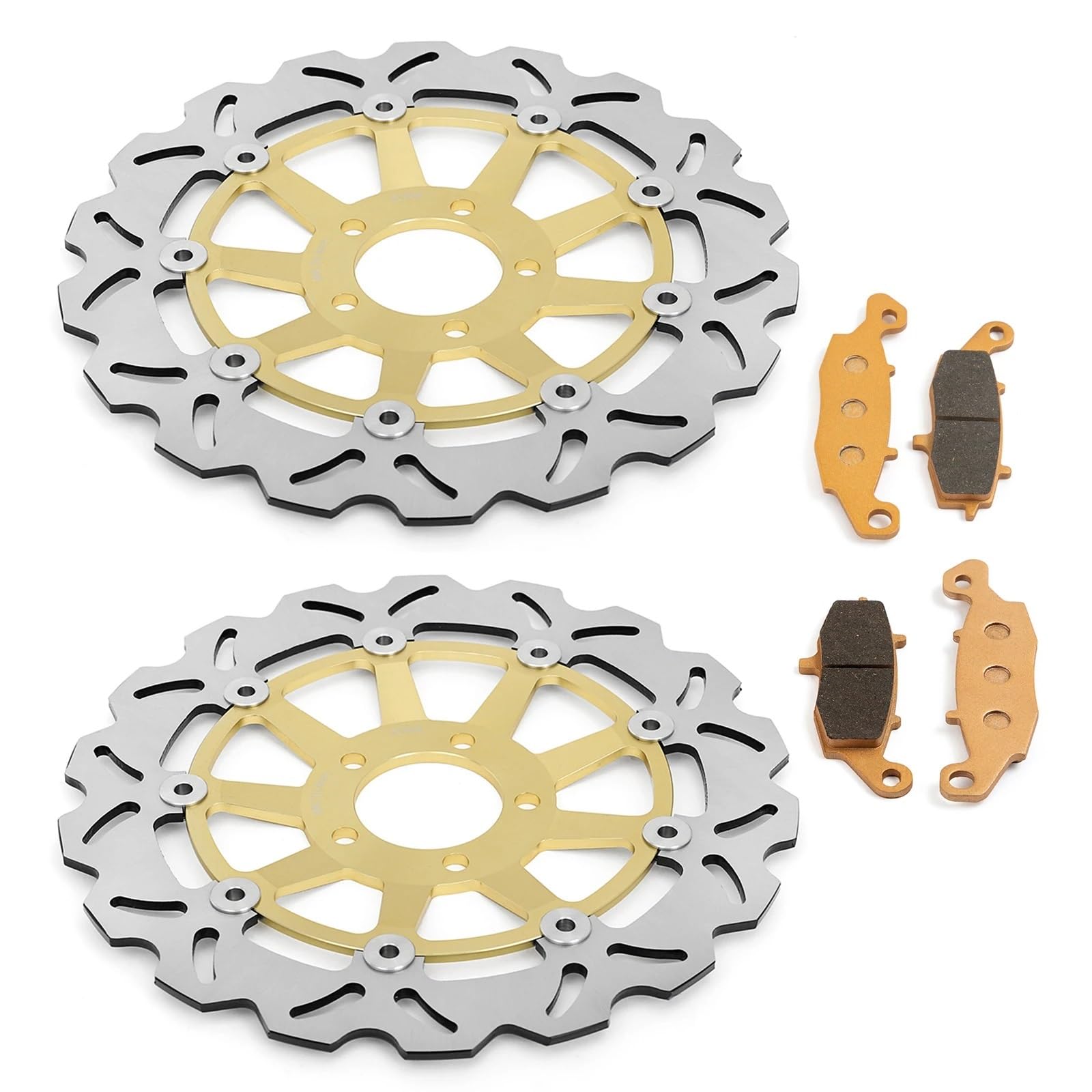 Motorrad Bremsscheibe Für Kawasaki Z750 Z750S 2004 2005 2006 2007 ZR-7 ZR-7S 1999 2000 2001 2002 2003 2004 Vorne Bremsscheiben Discs Rotoren + Pads Bremsscheiben(Wavy yellow) von KeYJeY