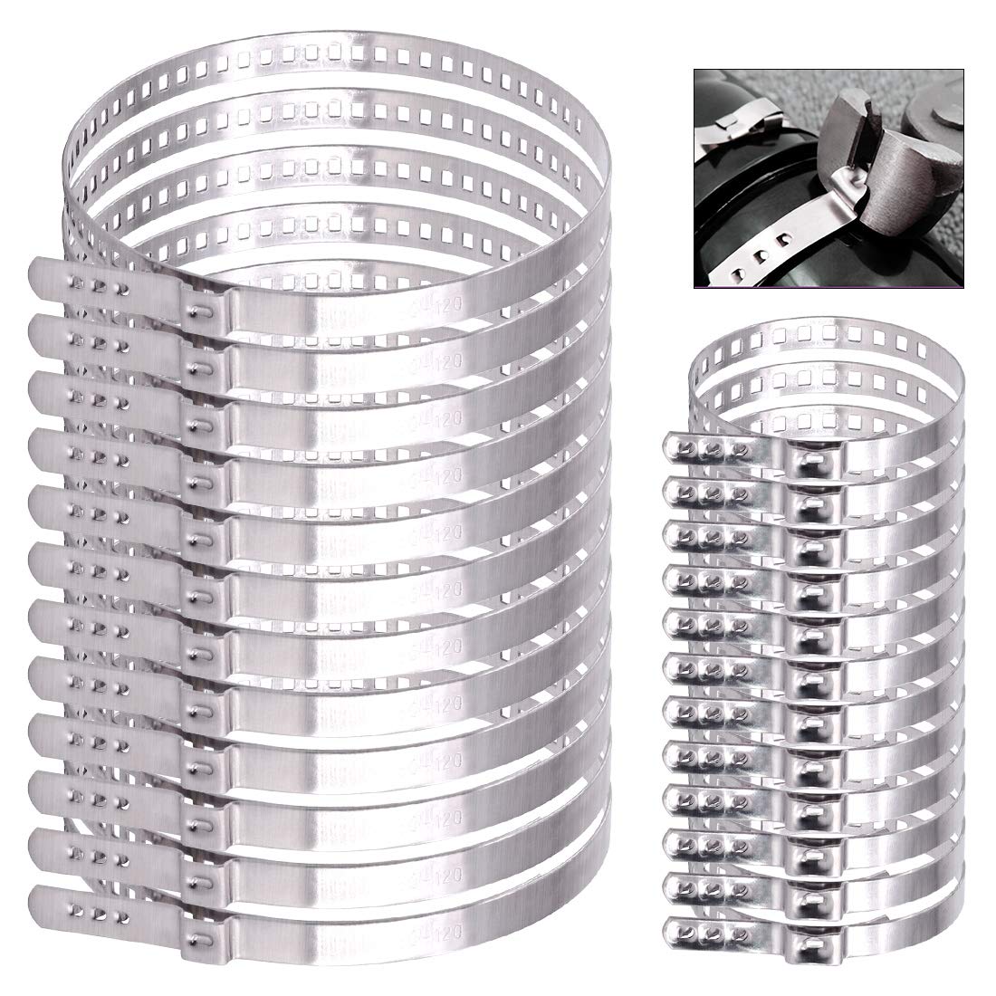 Keadic 24-teiliges Auto-CV-Gelenk-Klemmen-Set, 12 kleine und 12 große Edelstahl-Universal-Klemmen, verstellbare Antriebswellen von Keadic