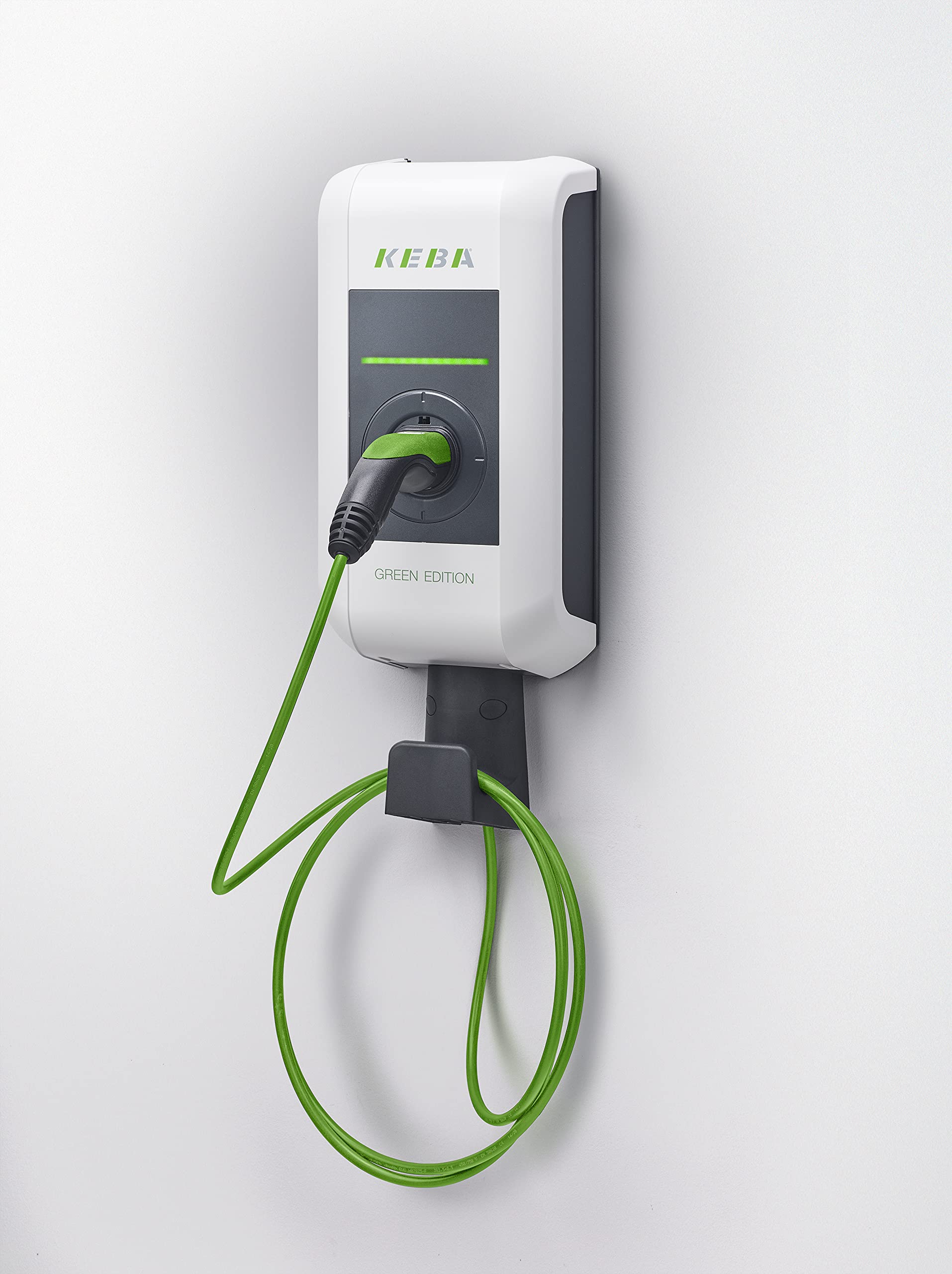 KEBA Wallbox KeContact P30 GREEN EDITION DE440 | Co2-neutrale Ladestation für Elektro-/Hybrid-Auto | 11 kW | Typ 2 | fixes 6 Meter Ladekabel von Keba