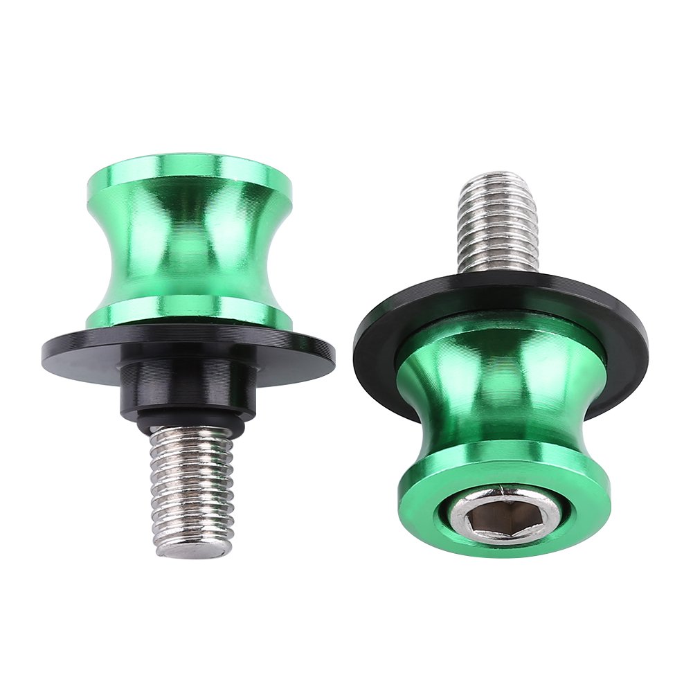 2 Stück Motorrad-Schwingenspule, Hochfeste 10-mm-Motorrad-CNC-Heckständer-Schwingenspulenschieber, Ständer-Schwingenspulen (GREEN) von Keenso