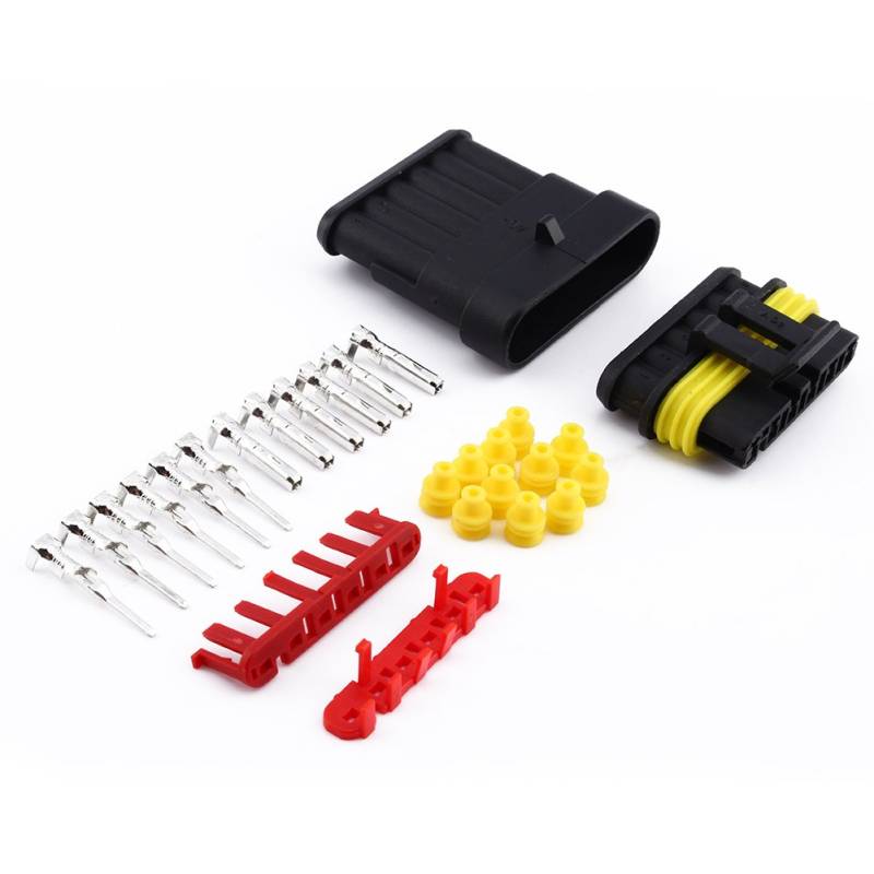 Keenso Auto Steckverbinder, Auto 1-6P Wasserdicht Elektrische Kabelanschlussstecker Kit 1,5mm Klemmen Schrumpfschlauch für Auto Motorrad Roller Marine Wohnwagen Karosserie-Werkzeuge von Keenso