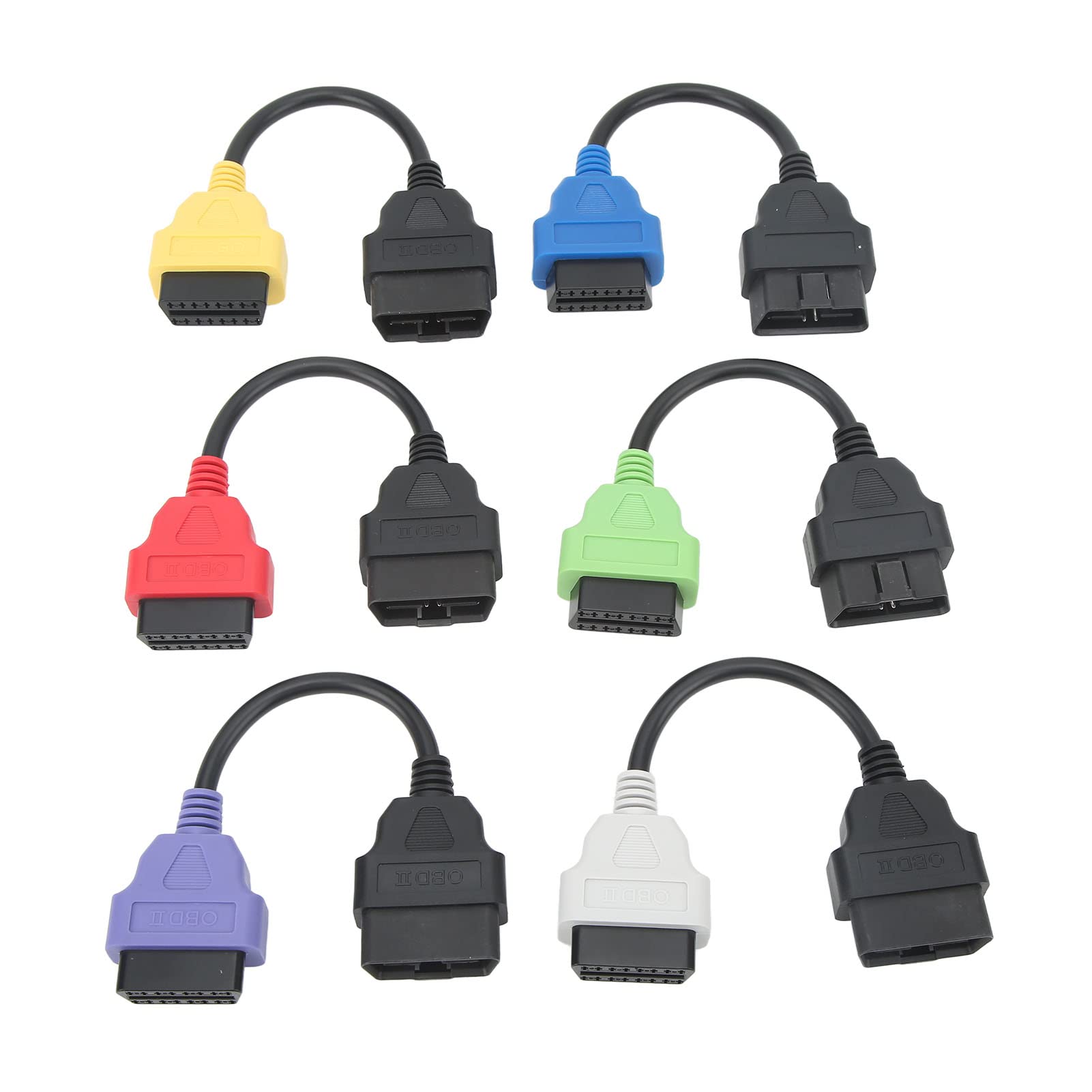 Auto-OBD2-Kabel-Adapter-Kit, 6 Stück 22 Cm Auto-OBD2-Scanner-Kabel Professioneller OBD2-Diagnosewerkzeug-Kabelersatz für von Keenso