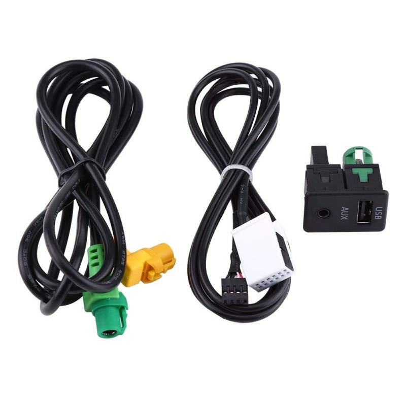 Keenso Auto USB AUX Schaltersockel und Kabel Set, Auto USB AUX Schalter Sockel Kabelbaum Kabeladapter für 3 5 Serie E87 E90 E91 E92 X5 x6 von Keenso