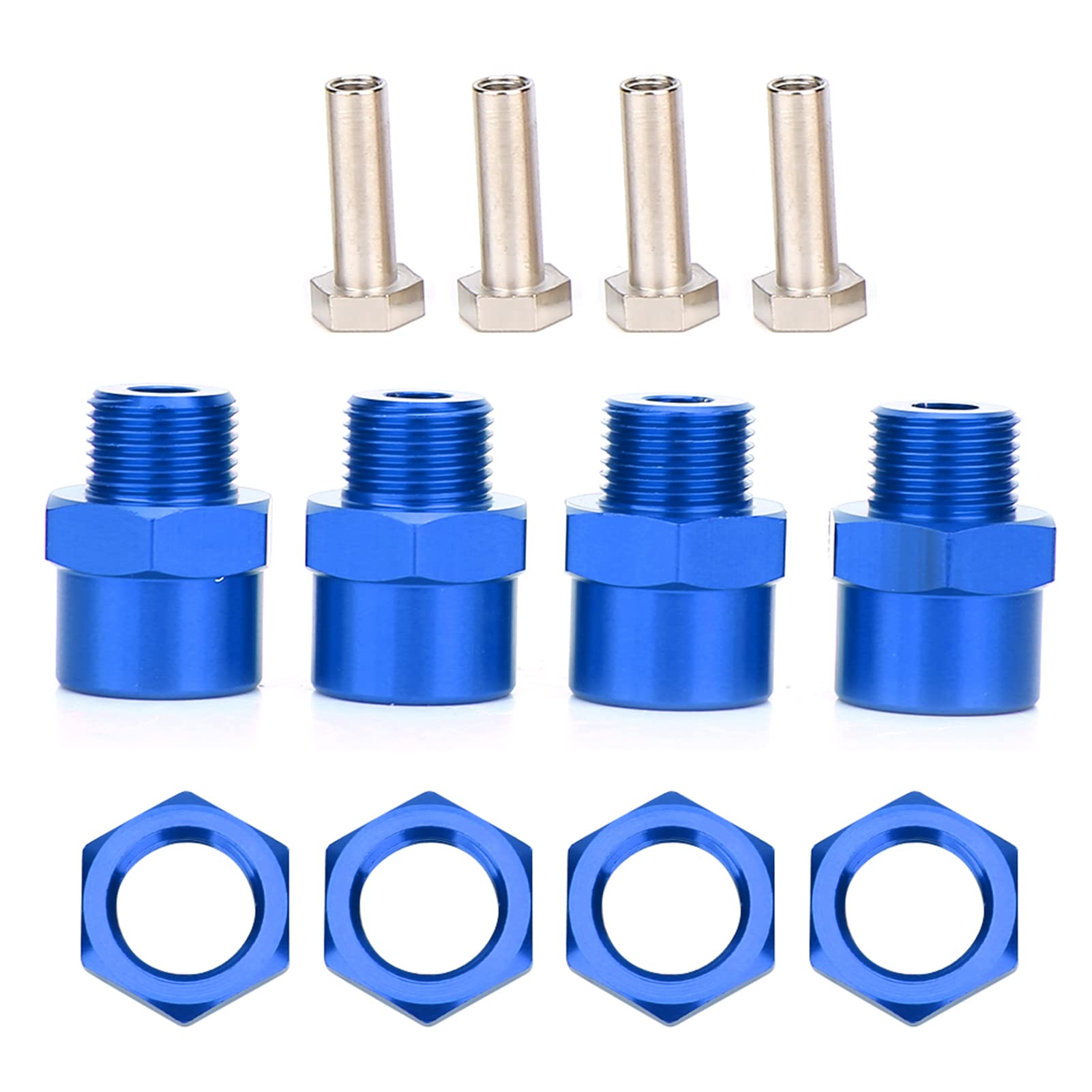 Keenso Adapter, RC-Auto 12 Mm 17 Mm Rad-Sechskant-Konvertierungsadapter Zubehör Sakura D4 HSP 94123 1 10 Auto Blau Rot Schwarz Metall Größe 4 Stück (Blue) von Keenso