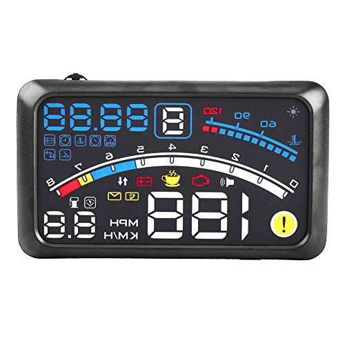 Keenso Auto Head Up Display, Universal Auto 5,5 Zoll 12V HUD GPS Tachometer Display Auto F4 KMH MPH Plug and Play Voltmeter für Autos mit OBD2- und EUOBD-Anschluss von Keenso