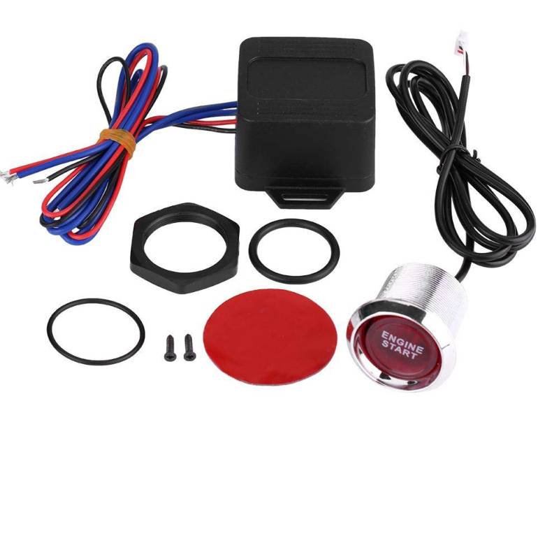 Keenso Auto Startschalter Kit, Universal Auto 12V Motor Startknopf + Relaisbox LED Startschalter Druckknopfschalter (Rot) von Keenso