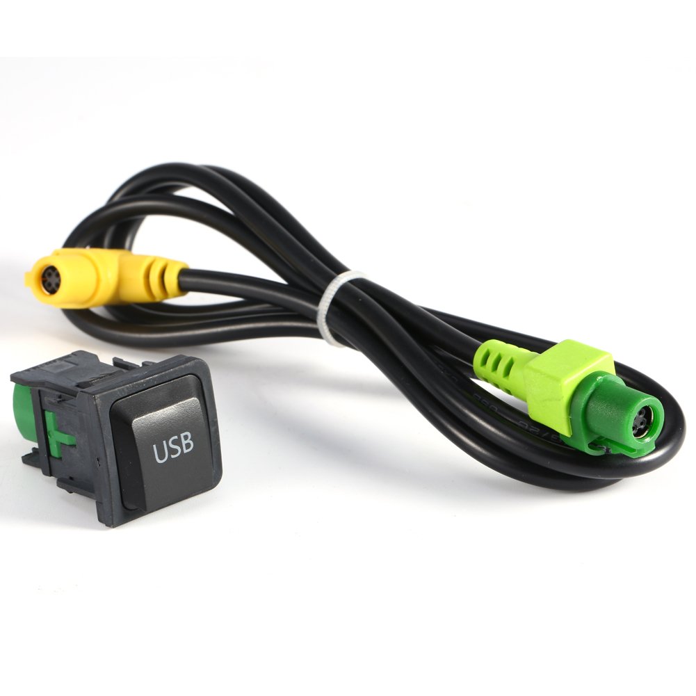 Keenso Auto USB Schalter und Kabel Kit, Auto Kunststoff + Metall USB Schalter und 100cm Kabelbaum für RCD510 RNS315 MK6 Mk5 von Keenso