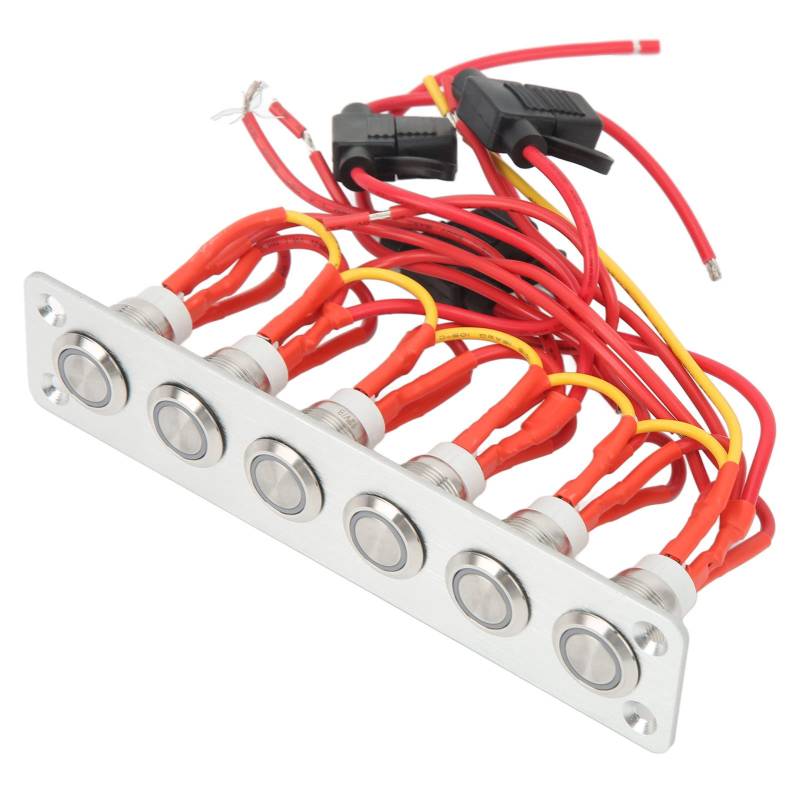 Keenso DC12V 6 Gang Switch Panel, Aluminium Rocker Switch Panelor für Car RV Yacht Caravan-Teile von Keenso