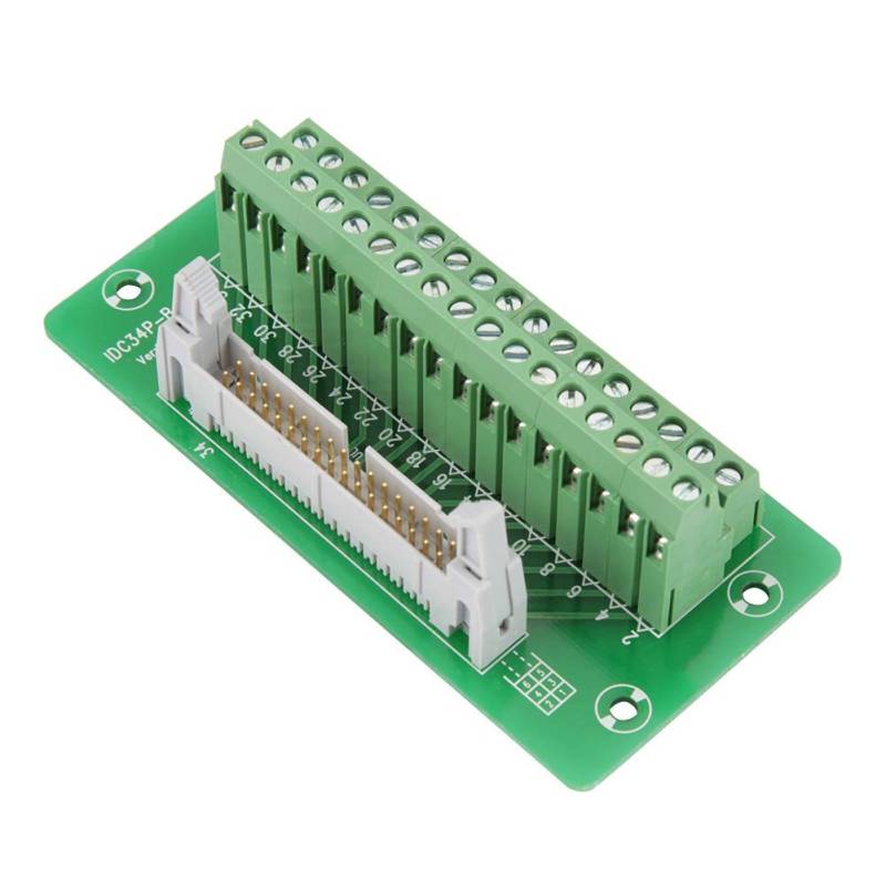 Keenso IDC34P Breakout Board 34Pin Stiftleiste Breakout Board Tragschienenmontage-Schnittstelle Stromversorgungsmodul Anschlussblock-Anschluss SPS-Schnittstelle mit Halterung von Keenso