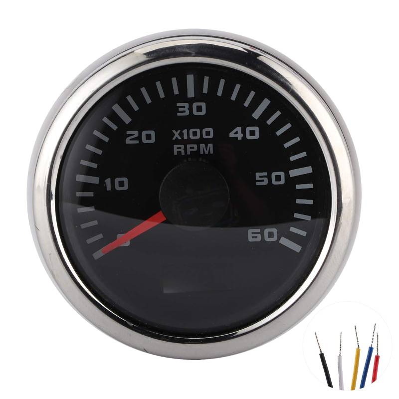 Keenso Motorrad Drehzahlmesser, 2in 52mm LCD Digitaler Drehzahlmesser 6000RPM IP67 Wasserdichter Motorrad Drehzahlmesser für Auto Außenbordmotor Baumaschinen Motorrad Geschwindigkeitsmesser von Keenso