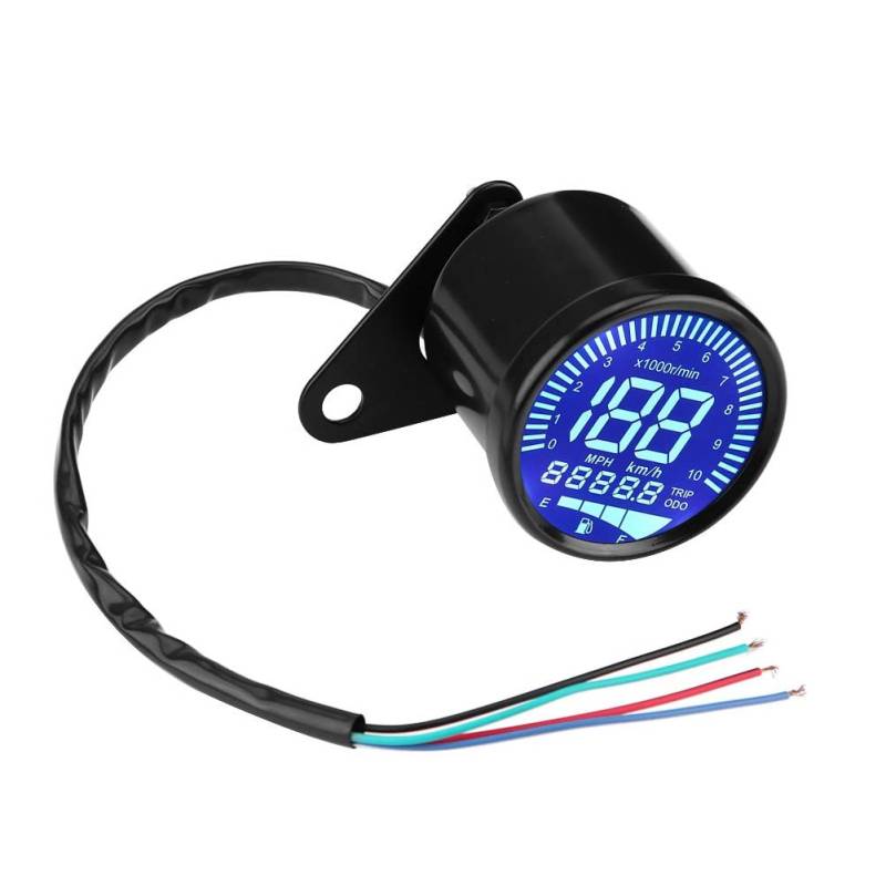 Keenso Motorrad LED Tachometer, 12V Universal Motorrad 66mm Digital LED Tachometer Wasserdicht Drehzahlmesser Ölstandsmesser universell für 12V Motorräder Messgeräte von Keenso